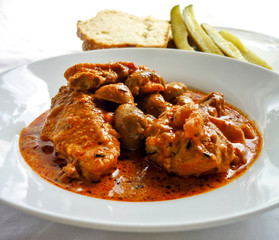 Hungarian chicken stew with mushrooms