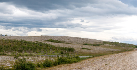 Fototapeta na wymiar The characteristic landscape of the Arctic tundra in summer, Finnmark,