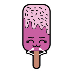 kawaii ice cream stick cartoon character vector illustration