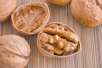 Cracked Walnut Near Others Walnuts