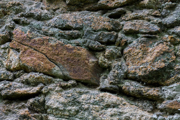 Stone wall of an abandoned castle