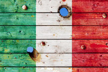 Italy flag painted on a weathered concrete wall