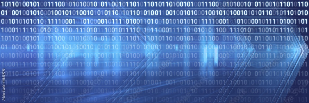 Poster code binary interface and blue background