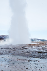 Fototapeta na wymiar geyser in Valley of Haukadalur, Iceland