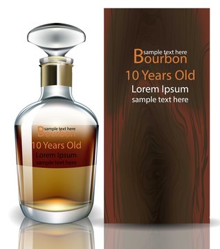 Bourbon bottle realistic Vector. product packaging mock up
