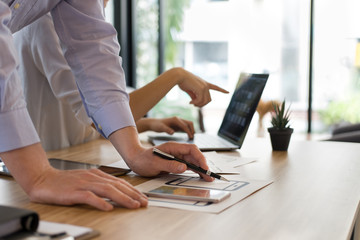 user experience, UX designer designing web on smartphone layout. UI teamwork planning mobile...