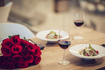 Romantic dinner in restaurant
