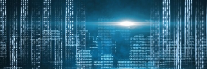 Code binary interface and blue background