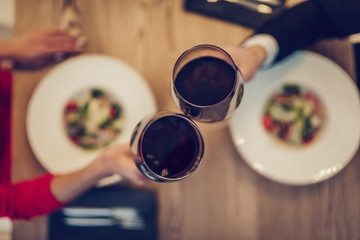 Romantic couple in restaurant