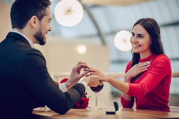 Romantic couple in restaurant