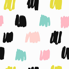 Trendy vector seamless pattern with brush strokes.