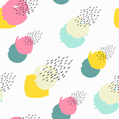 Trendy vector seamless pattern with brush strokes.