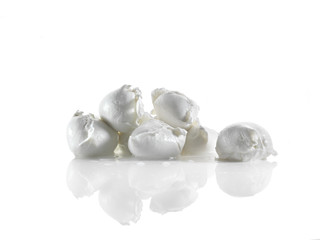 fresh bufala mozzarellas on white background