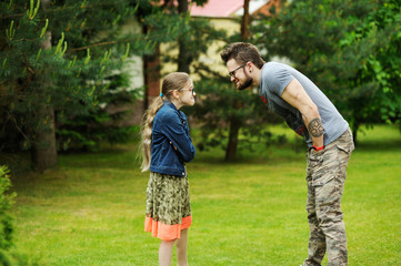 Fototapeta premium Kid girl and father