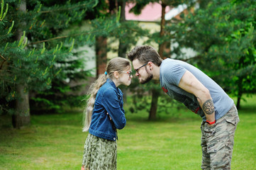 Kid girl and father