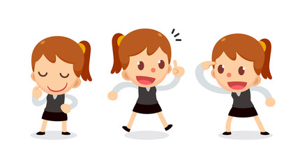Obraz premium Set of tiny business woman character in actions.