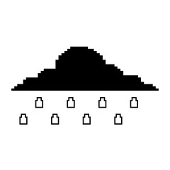 pixelated cloud rainy weather temperature vector illustration black and white design