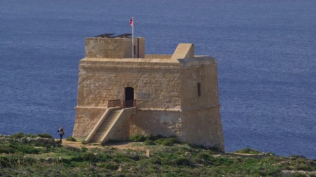 Dwejra Tower & Mediterranean Sea; Gozo, Malta; Gozo, Malta