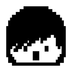 pixelated face boy video game avatar vector illustration black and white design