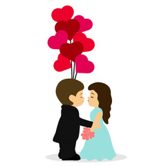 Valentine's Day. A loving couple kisses.