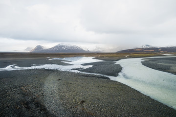 Beautiful winter landscape picture in the winter season, Iceland.