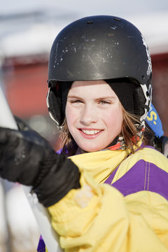 Portrait of girl in helmet