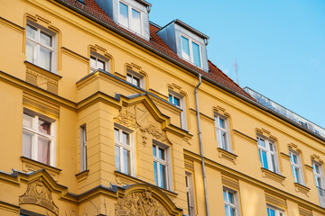 beautiful residential facade with ornaments