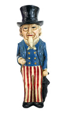 Vintage Uncle Sam americana figurine. Isolated.