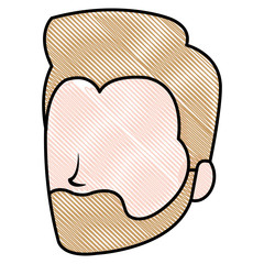 young man head avatar character vector illustration design