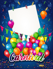 Carnival With Lettering And Balloon And Ticket