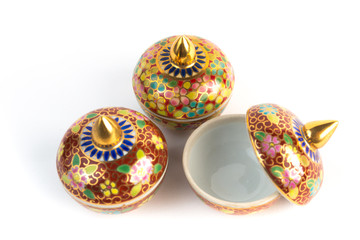 Benjarong porcelain on White background