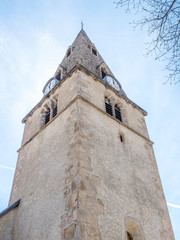Fototapeta na wymiar Clock tower of Chichilianne church