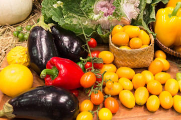 Colorful fruits and vegetables background