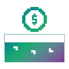Obraz premium pixeled golden coin treasure score vector illustration blur background color gradient