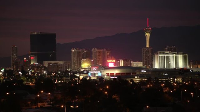 Vegas Strip Panorama  November 9, 2017. Scenic Sunset in City of Las Vegas, Nevada, United States of America.