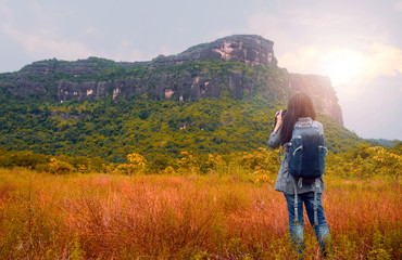 Fototapeta premium Asian woman backpacker