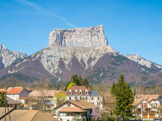 Fototapeta na wymiar Scenic view of Chichilianne village in France, with mount Aiguille