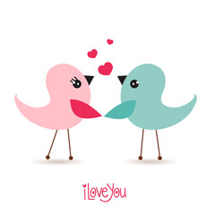 Beautiful romantic bird with hearts. Vector, illustration eps10