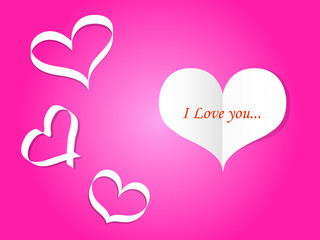 Paper heart card with ribbons. Vector illustration.