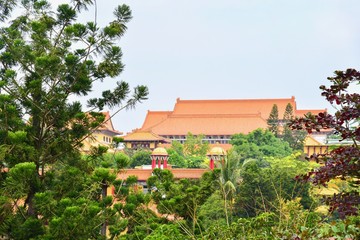 Fototapeta na wymiar Chinese Monastery Near Fo Guang Shan Buddha Memorial Center in Kaohsiung