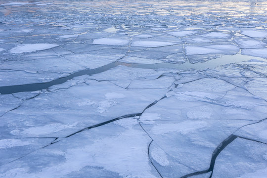 Sheets Of Ice On Frozen Lake