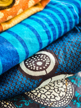 Colorful African fabric form Tanzania