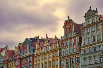 Fototapeta premium Colorful houses at salt market square in Wroclaw old town.