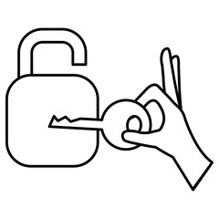 safe secure padlock with key vector illustration design