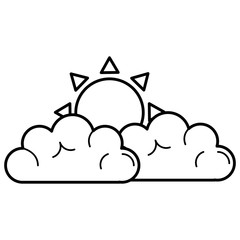 summer sun with clouds vector illustration design