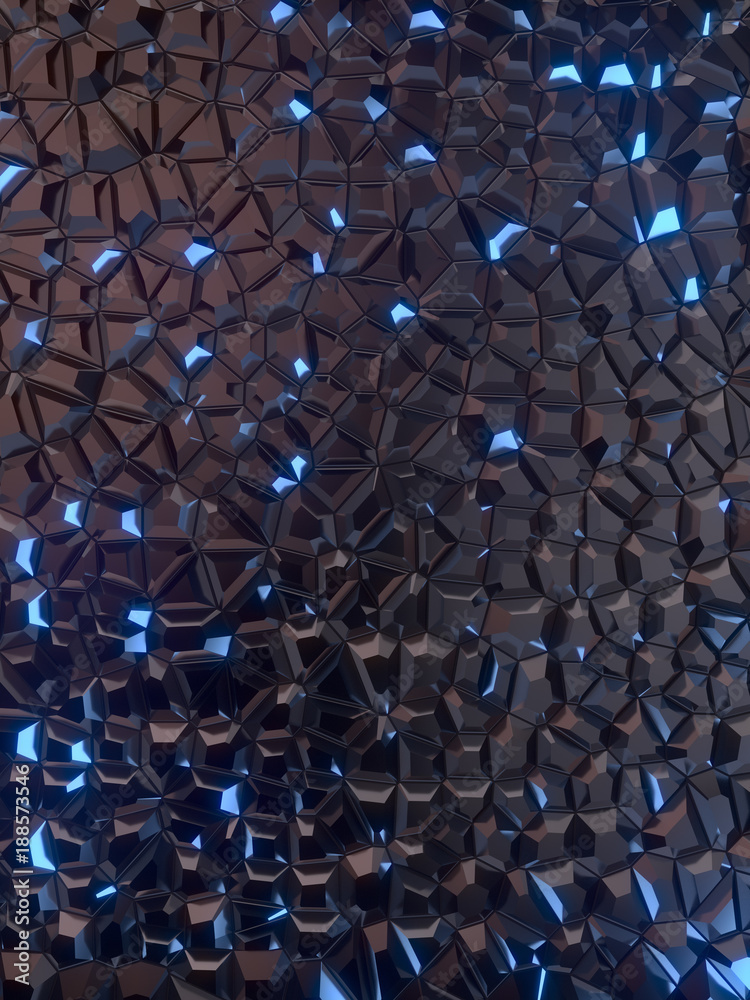 Aufkleber Dark metallic abstract surface pattern. 3d rendering