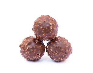 Chocolate ball confection candy isolated on white background