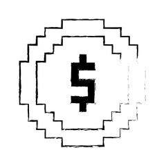 Obraz premium money coin pixel dollar currency vector illustration sketch design