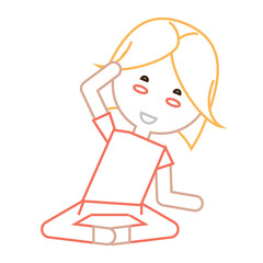 cartoon woman doing yoga