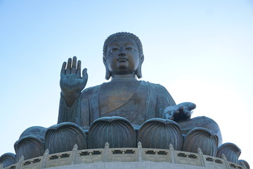 Big Buddha trai in Hong kong at island lantau at tian tan monastery 